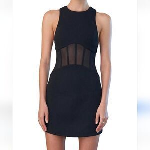 Misha Collection Coco Bonded Black Crepe Mini Dress Size 6